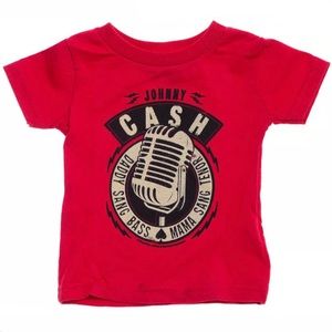 Johnny Cash Kids Tee Red Toddler Shirt Retro Microphone Rockabilly Music 4T
